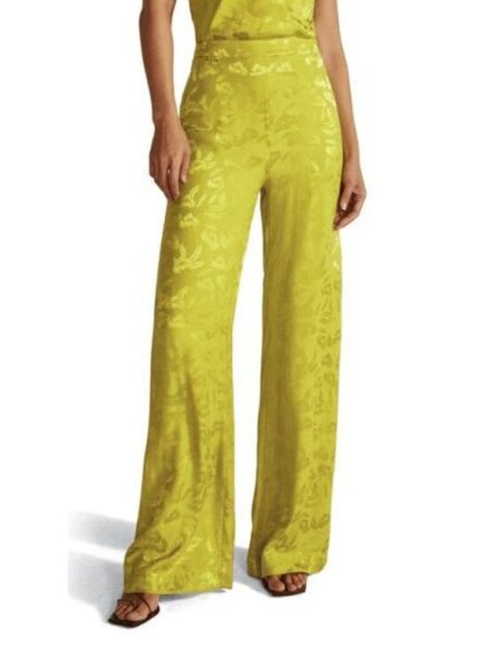 Favorite Daughter Pants - Favorite Daughter Persephone Green The Friday Floral Jacquard Wide Leg Pants 16